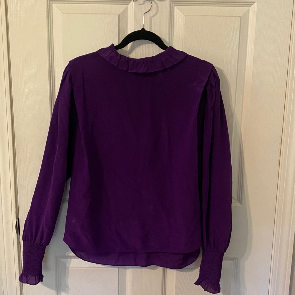 Etoile Isabel Marant purple blouse with ruffled collar and cuffs